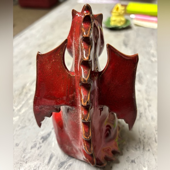 1-vintage red Doniau Cudd Bangor ceramic mythical dragon 1977 - Picture 4 of 4